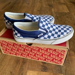 Vans checkerboard slip on mens size 6.5 or womens size 8.0 blue and white
